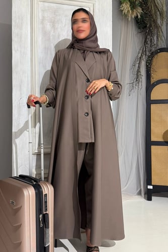 عباية سفر ثلاث قطع بكريب بارد – نص كلوش