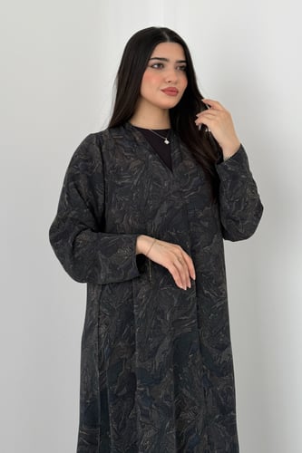 عباية شيفون مبطن – قصة نص كلوش أنيقة زيتي غامق