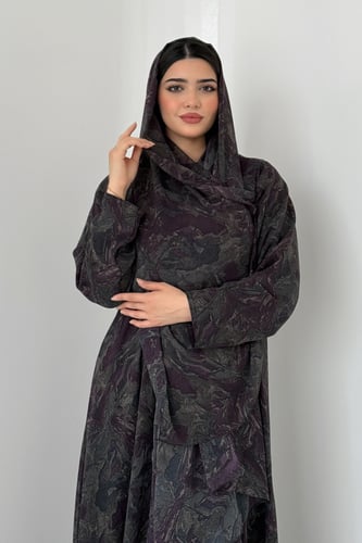 عباية شيفون مبطن – قصة نص كلوش أنيقة موف