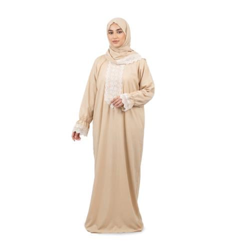 شرشف صلاة نسائي دانتيل علوي بسحاب مخفي– كموني فاتح...