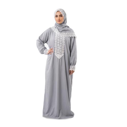 شرشف صلاة نسائي دانتيل بسوستة علوية مخفية – رمادي...