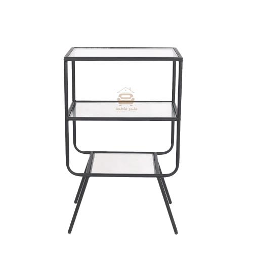 طاولة جانبية كومدينو 3 دور سطح زجاج شفاف وقواعد حد...