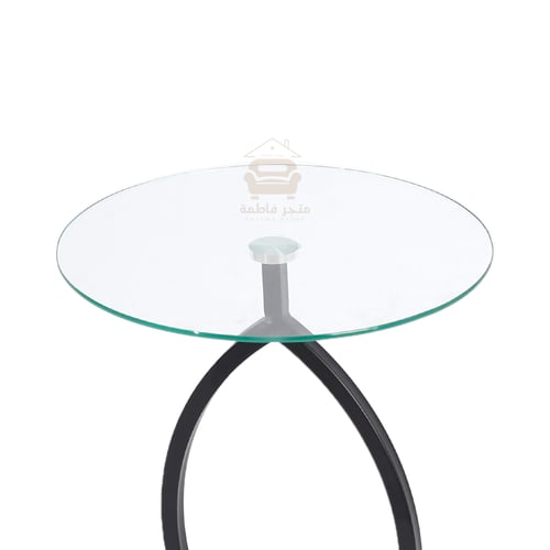 طاولة خدمة دائري معدن وزجاج