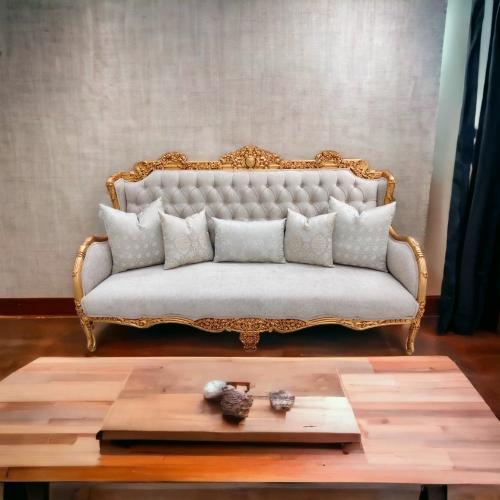 طقم كنب كلاسيكي فاخر يتسع لـ 11 شخص – شانيل وخشب ز...