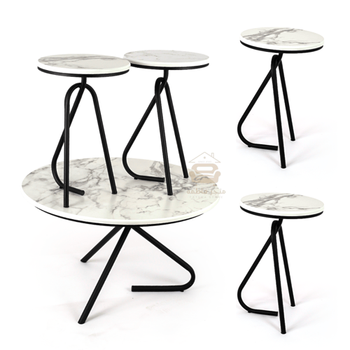 طقم طاولات تقديم 5 قطع مع طاولة كبيرة قواعد حديد ل...