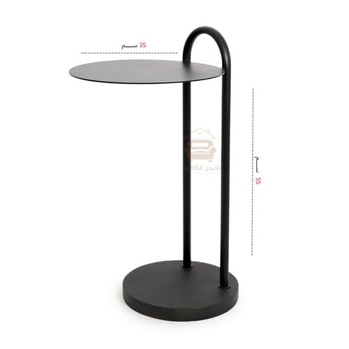 طاولة خدمة حديد شكل دائري لون أسود وسطح حديد لون أ...