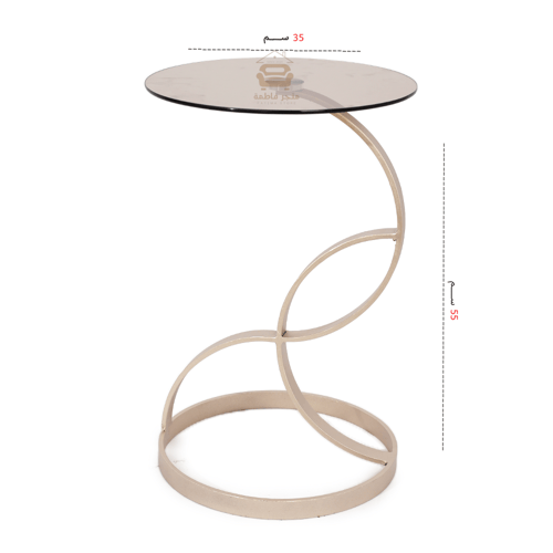 طاولة خدمة قاعدة حديد لون مكس و سطح زجاج لون بني