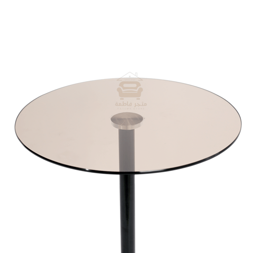 طاولة خدمة قاعدة حديد لون أسود وسطح زجاج لون بني