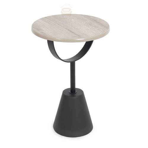 طاولة خدمة القاعدة رخام صناعي عمود حديد سطح خشب A_...