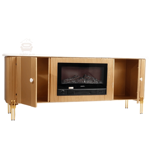 طاولة بلازما مع دفاية ودروج لون ذهبي رجل استيل ذهب...