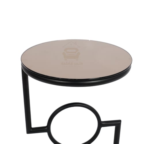 طاولة خدمة قاعدة حديد لون أسود وسطح زجاج مراية لون...