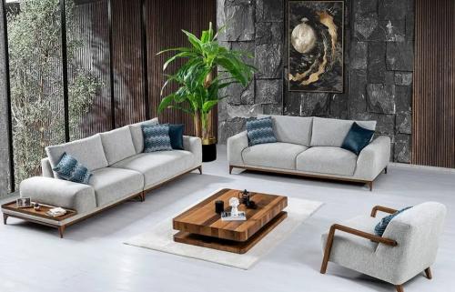 طقم كنب مودرن فاخر – شانيل وخشب زان