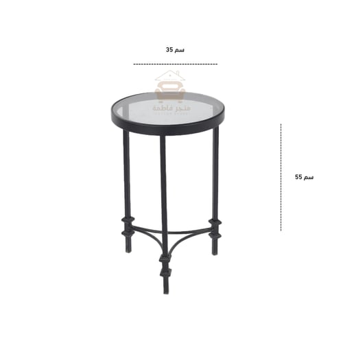 طاولات ضيافة 5 قطعه دائرية لون اسود سطح زجاج اسود...