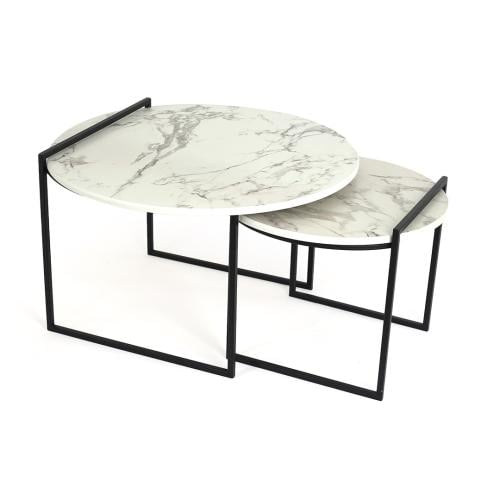 طقم طاولتين قهوة دائري