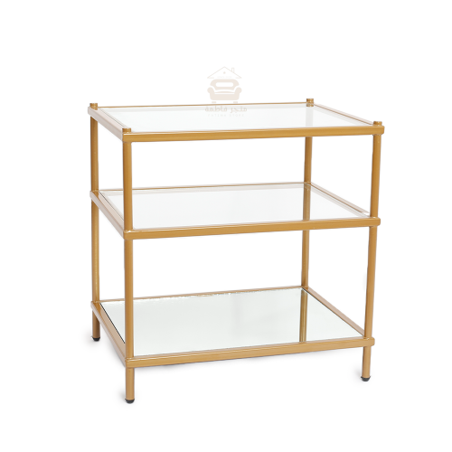 كمدينو لون ذهبي ثلاثة رفوف مع سطح زجاج شفاف