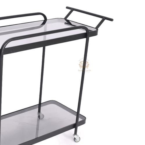 عربة تقديم دورين قواعد حديد لون اسود مطفي السطح زج...