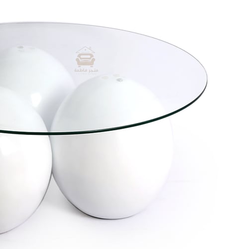 طاولة تقديم رخام صناعي خشن بشكل كرة لون ابيض سطح ز...