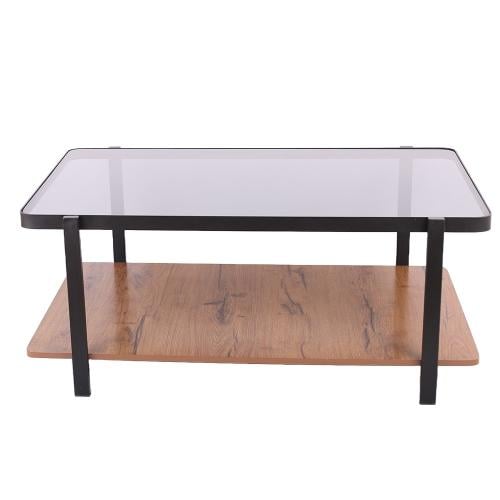 طاولة تقديم سطح زجاج اسود شفاف