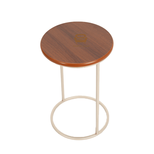 طاولة خدمة شكل دائري قاعدة حديد لون مكس السطح خشب...