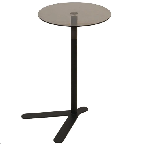 طاولة خدمة قاعدة حديد وسطح زجاج اسود