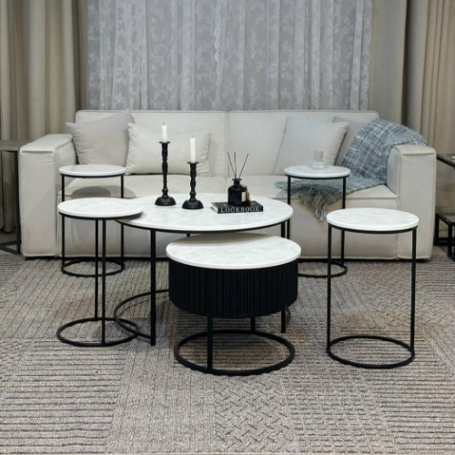 طقم طاولة مودرن مع 4 خدمة لون اسود