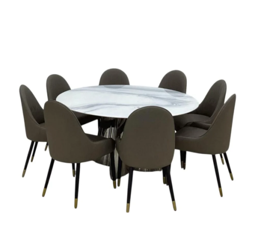 طاولة طعام رخام دائري 8 كرسي