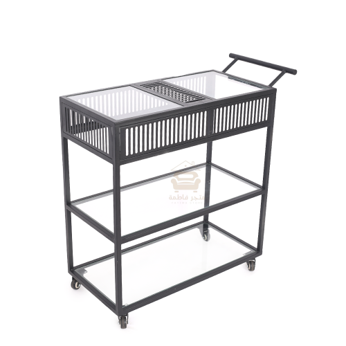 عربة تقديم ثلاثة دور ديكور قص ليزر قواعد حديد لون...