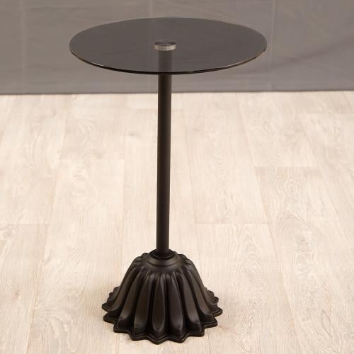 طاولة خدمة لون اسود قاعدة رخام صناعي سطح زجاج اسود