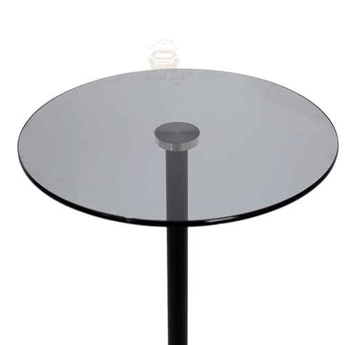 طاولة خدمة قاعدة رخام صناعي وسطح زجاج لون اسود