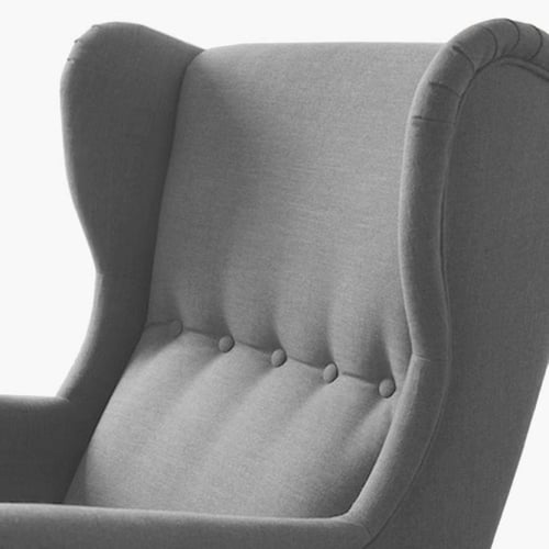 كرسي كتان بمساند ذراعين مع مقعد ومسند للقدمين