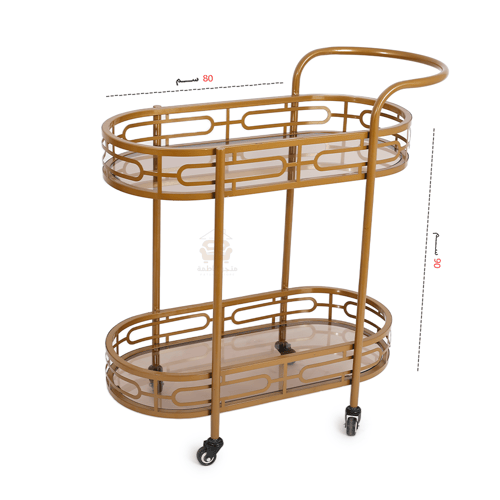 عربية تقديم دورين قص ليزر لون ذهبي مع سطح زجاج بني...