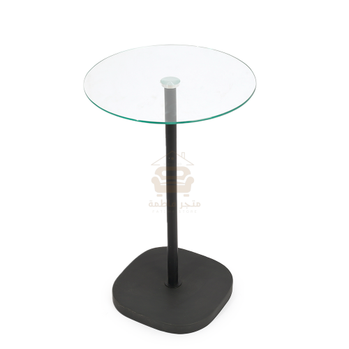 طاولة خدمة القاعدة رخام صناعي لون أسود والسطح زجاج...