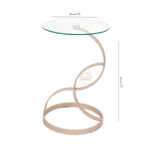 طاولة خدمة قاعدة حديد لون مكس وسطح زجاج