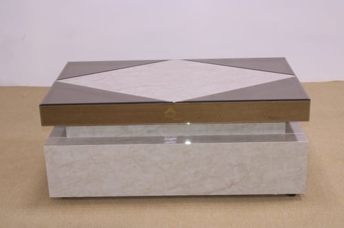 طقم طاولة بديل رخام وسطح زجاج مراية