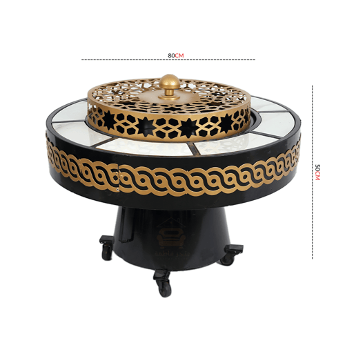 منقل دائري قاعدة حديد لون اسود وديكور قص ليزر لون...