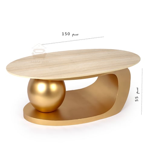 طاولة قهوة بتصميم حديث صاج مع كرة رخام لون ذهبي وس...