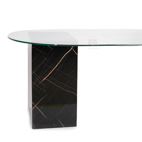 طاولة تقديم بديل رخام لون اسود مع ابيض السطح زجاج...