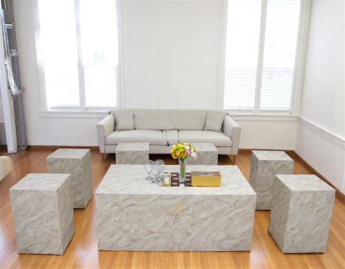 طقم طاولة ضيافة بديل رخام مع 6 خدمة