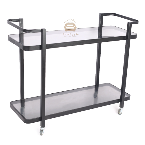 عربية تقديم دورين سطح زجاج اسود شفاف القواعد حديد...