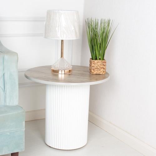 طاولة جانبية ديكور خشب لون ابيض
