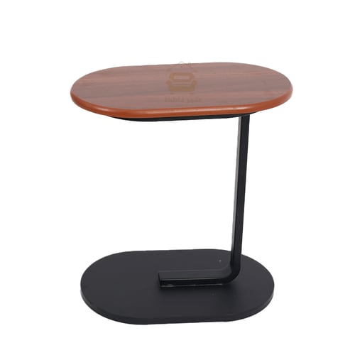 طاولة خدمة شكل بيضاوي قاعدة حديد لون أسود وخشب لون...