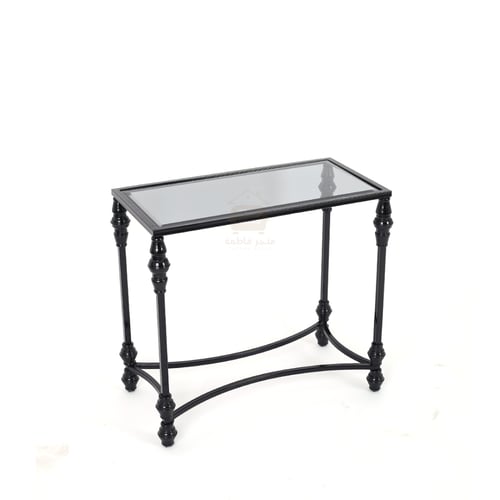 طاولة خدمة تصميم أنيق قاعدة حديد لون أسود وسطح زجا...