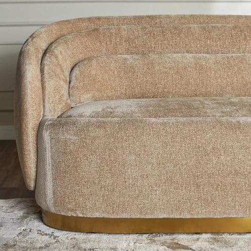 كنبة مخمل 3 مقاعد بقاعدة معدنية