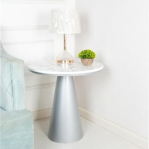 طاولة زاوية جانبية رخام لون فضي