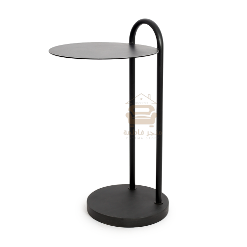 طاولة خدمة حديد شكل دائري لون أسود وسطح حديد لون أ...