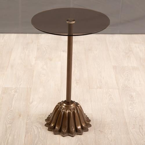 طاولة خدمة السطح زجاج بني القاعدة رخام صناعي