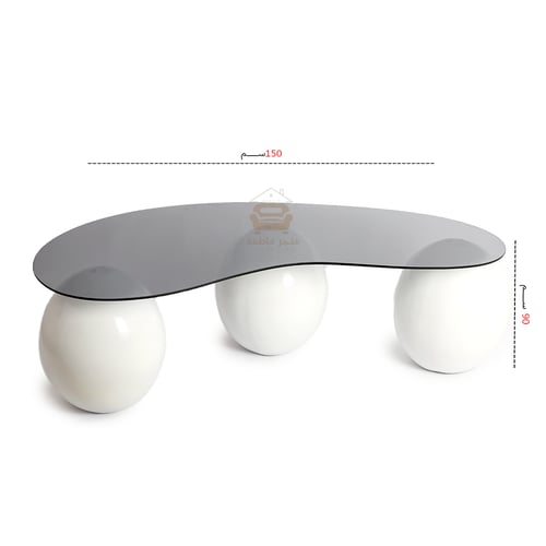 طاولة تقديم فوق كور من الرخام الصناعي لون أبيض ناع...