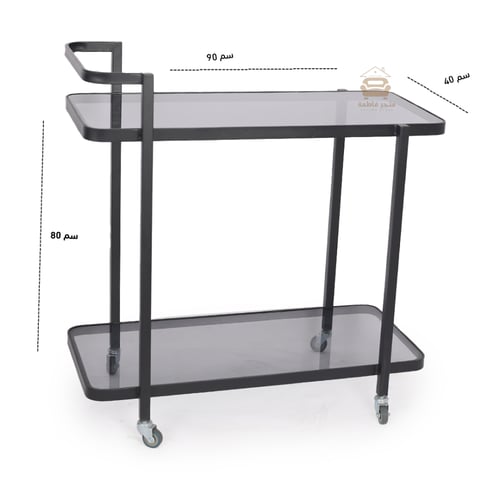 عربية تقديم دورين سطح زجاج اسود شفاف القواعد حديد...