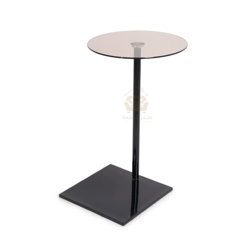 طاولة خدمة قاعدة حديد لون أسود وسطح زجاج لون بني