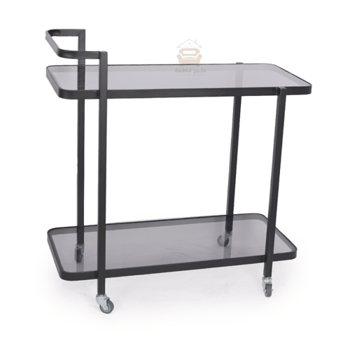 عربية تقديم دورين سطح زجاج اسود شفاف القواعد حديد...